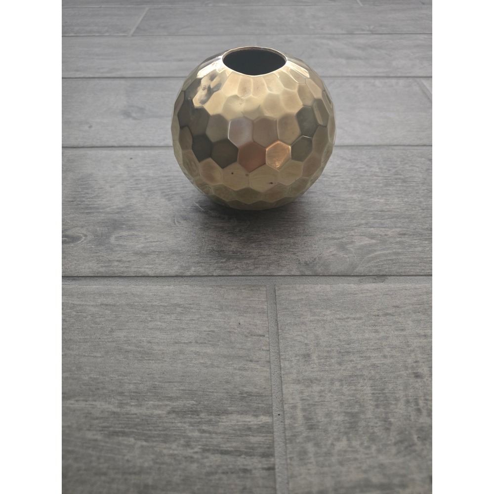 Brass Geometric Hexagon‎ Round Vase Table Decor VTG Home